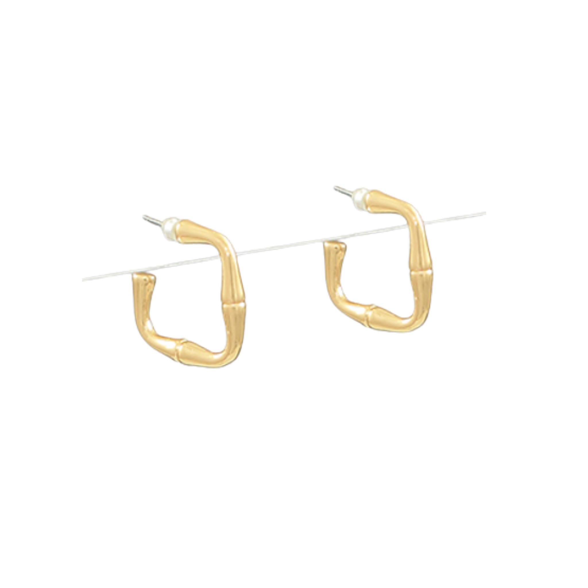 Gold Texture Open Square Hoops