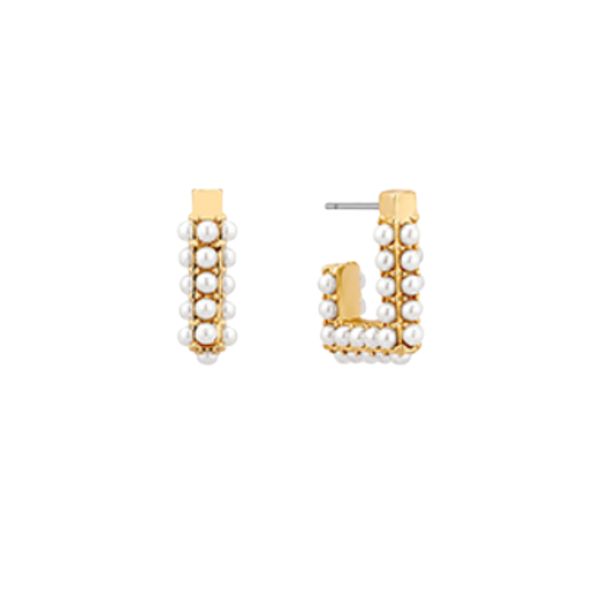 Bead Pearl Square Open Hoops
