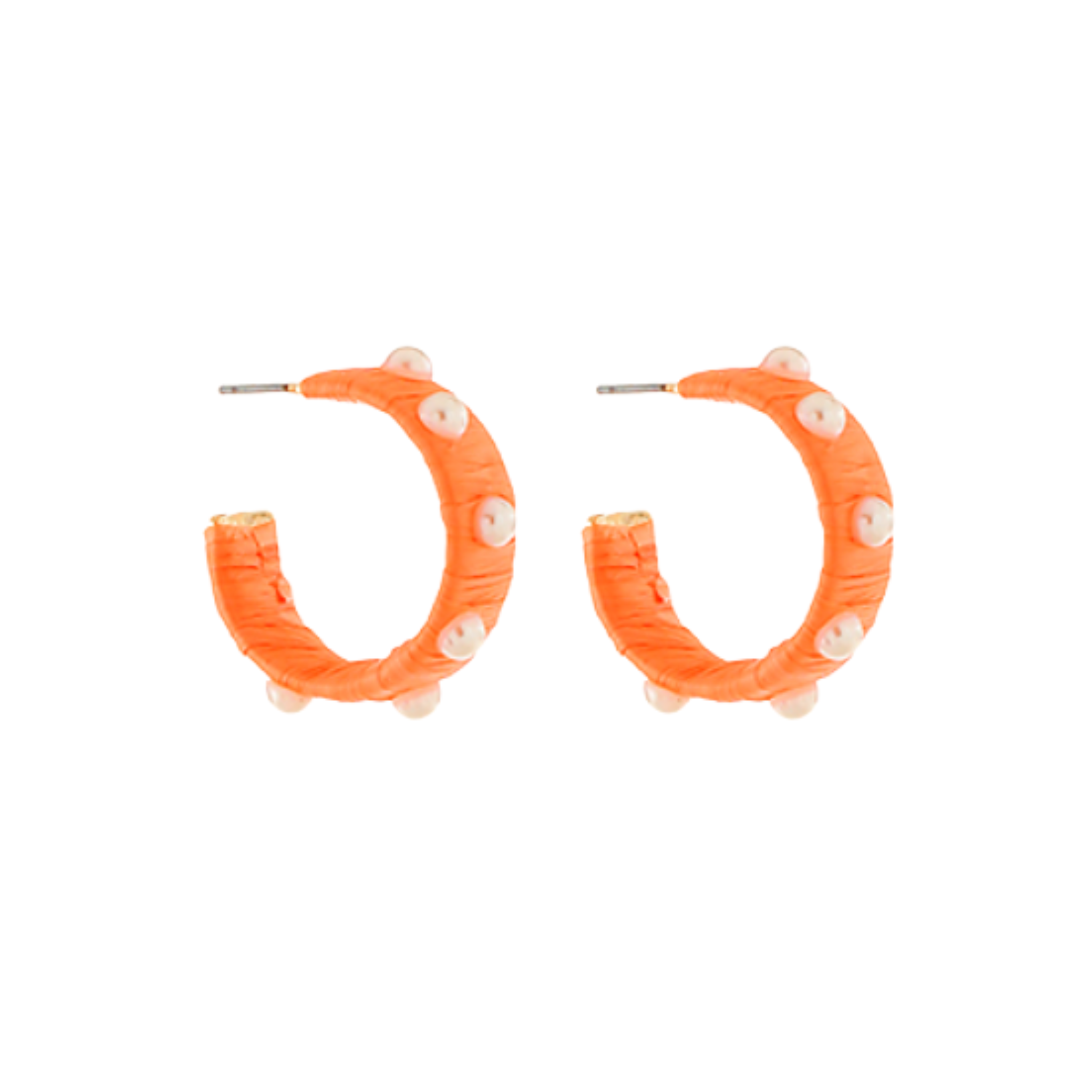 Wrapped Orange Pearl Hoops