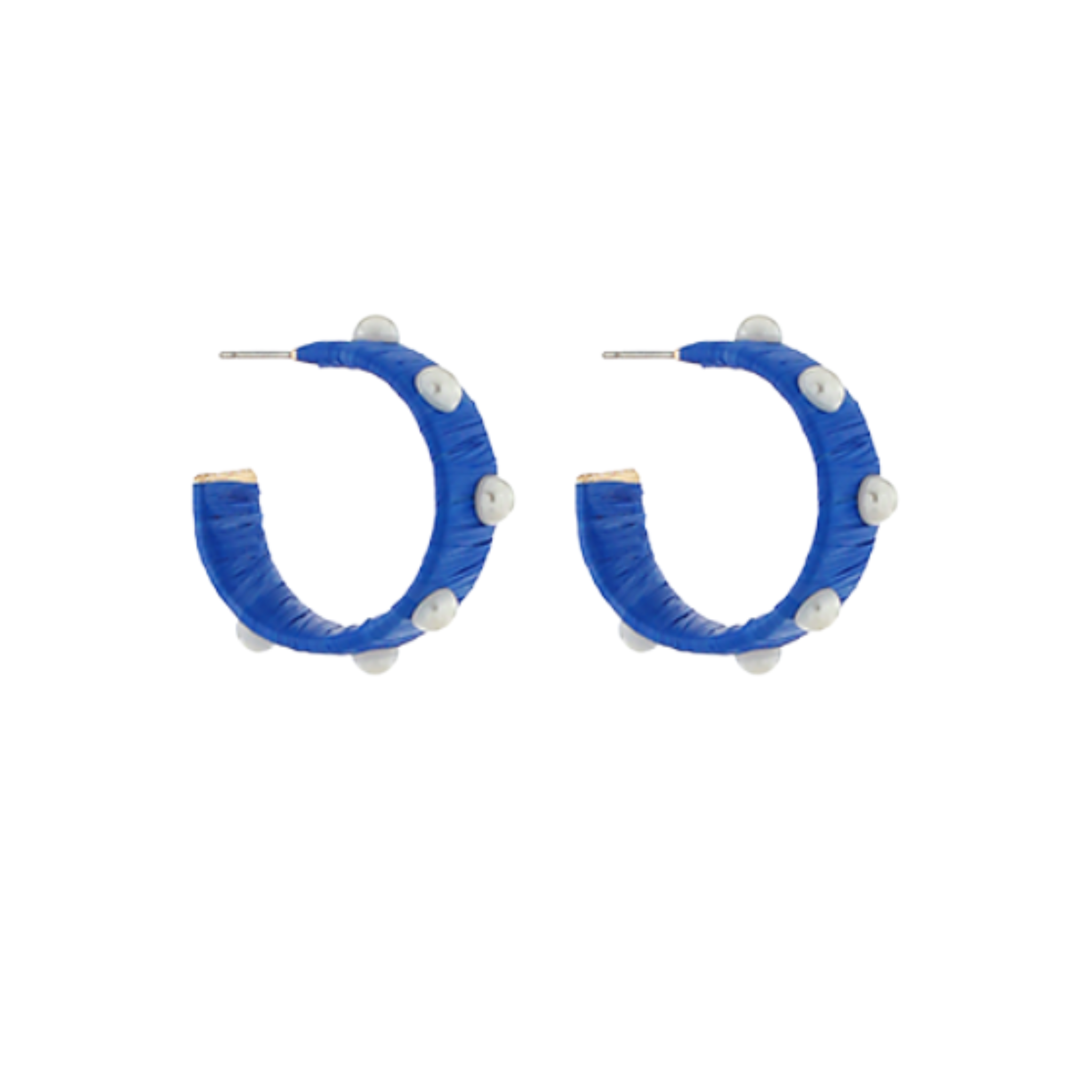 Wrapped Light Blue Pearl Hoops