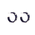 Wrapped Navy Pearl Hoops