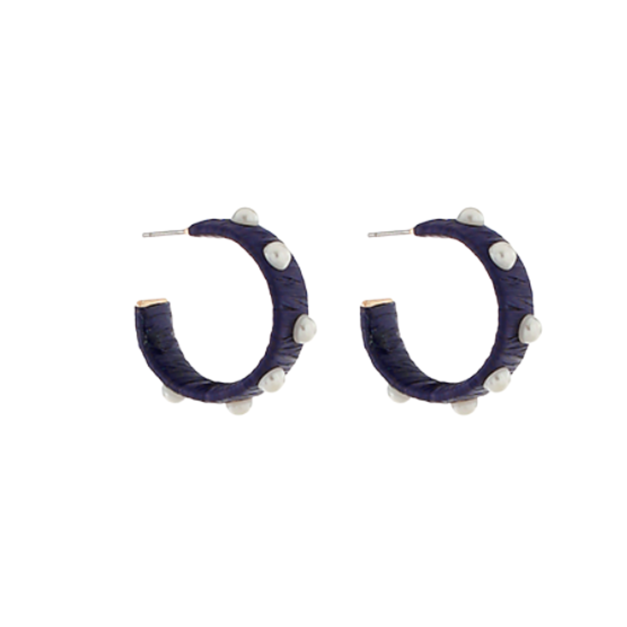 Wrapped Navy Pearl Hoops