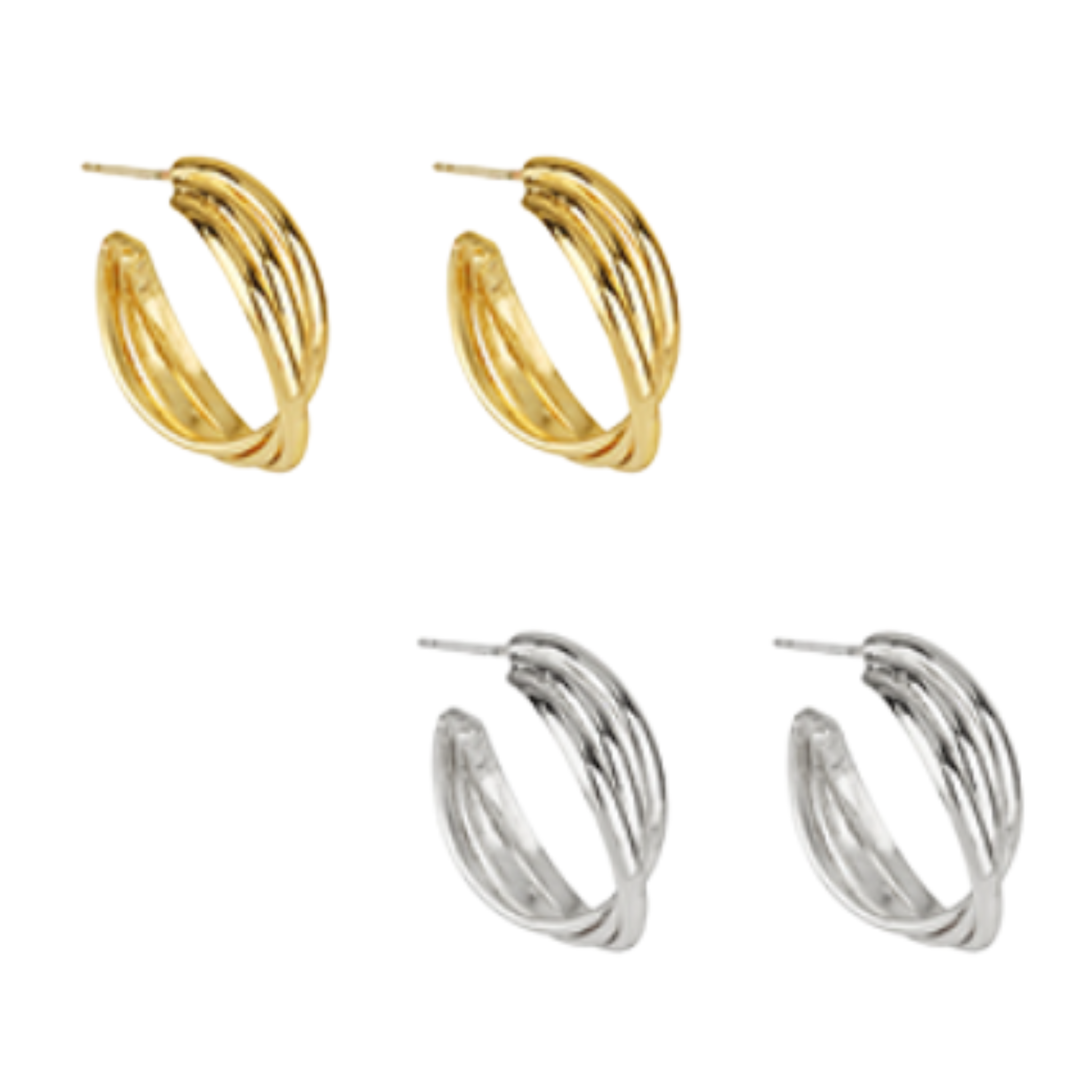 Layered Crisscross Textured Hoop