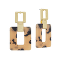 Tortoise Square Metal & Resin Earrings