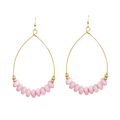 Pink Stone Bead Teardrop Earrings