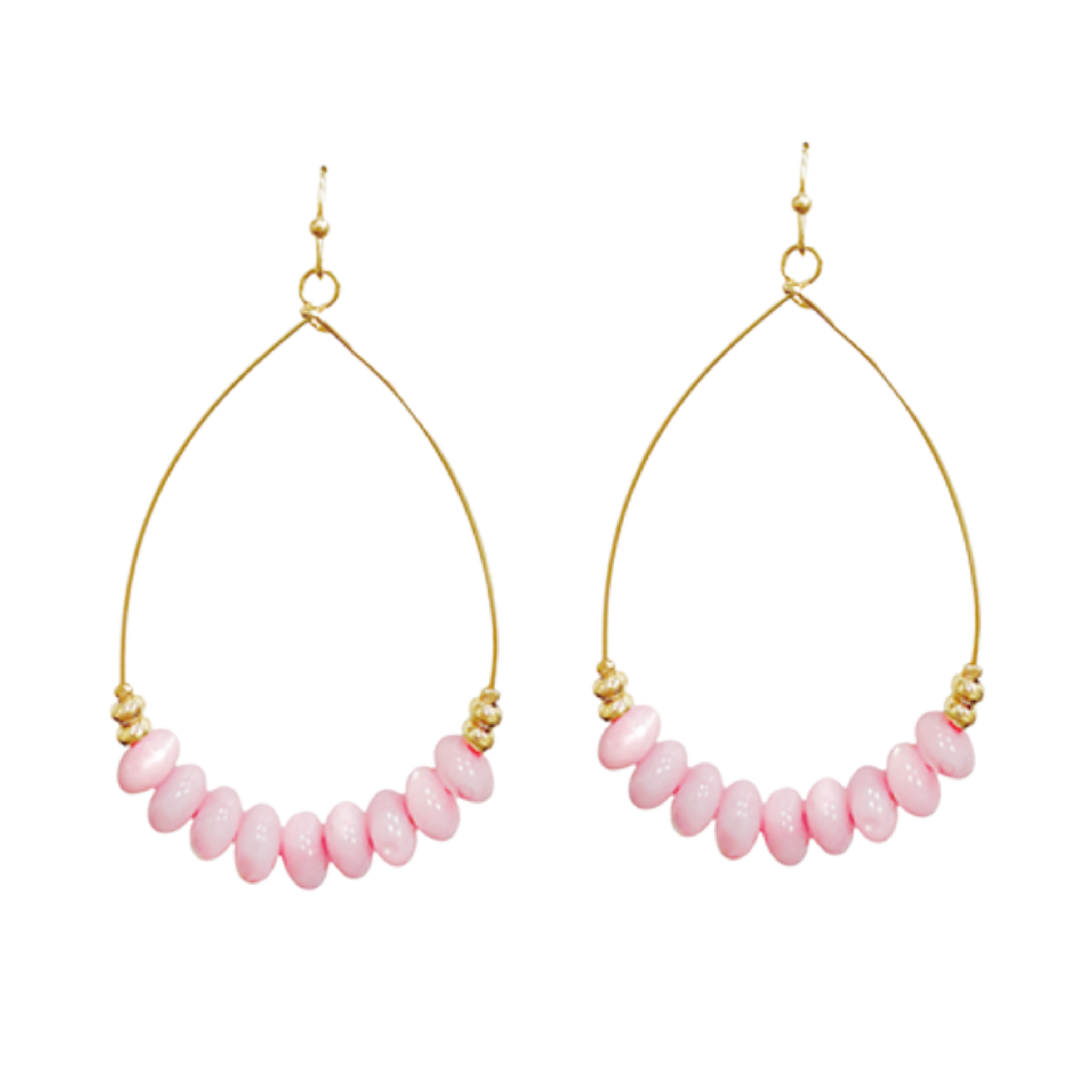 Pink Stone Bead Teardrop Earrings