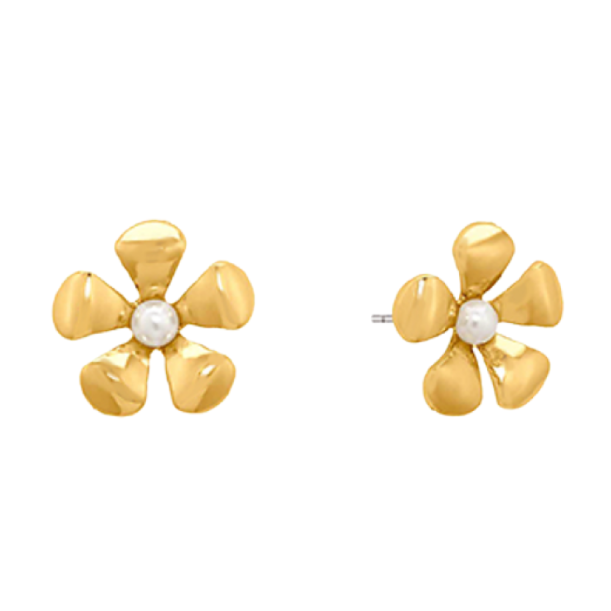 Pearl & Flower Metal Earrings