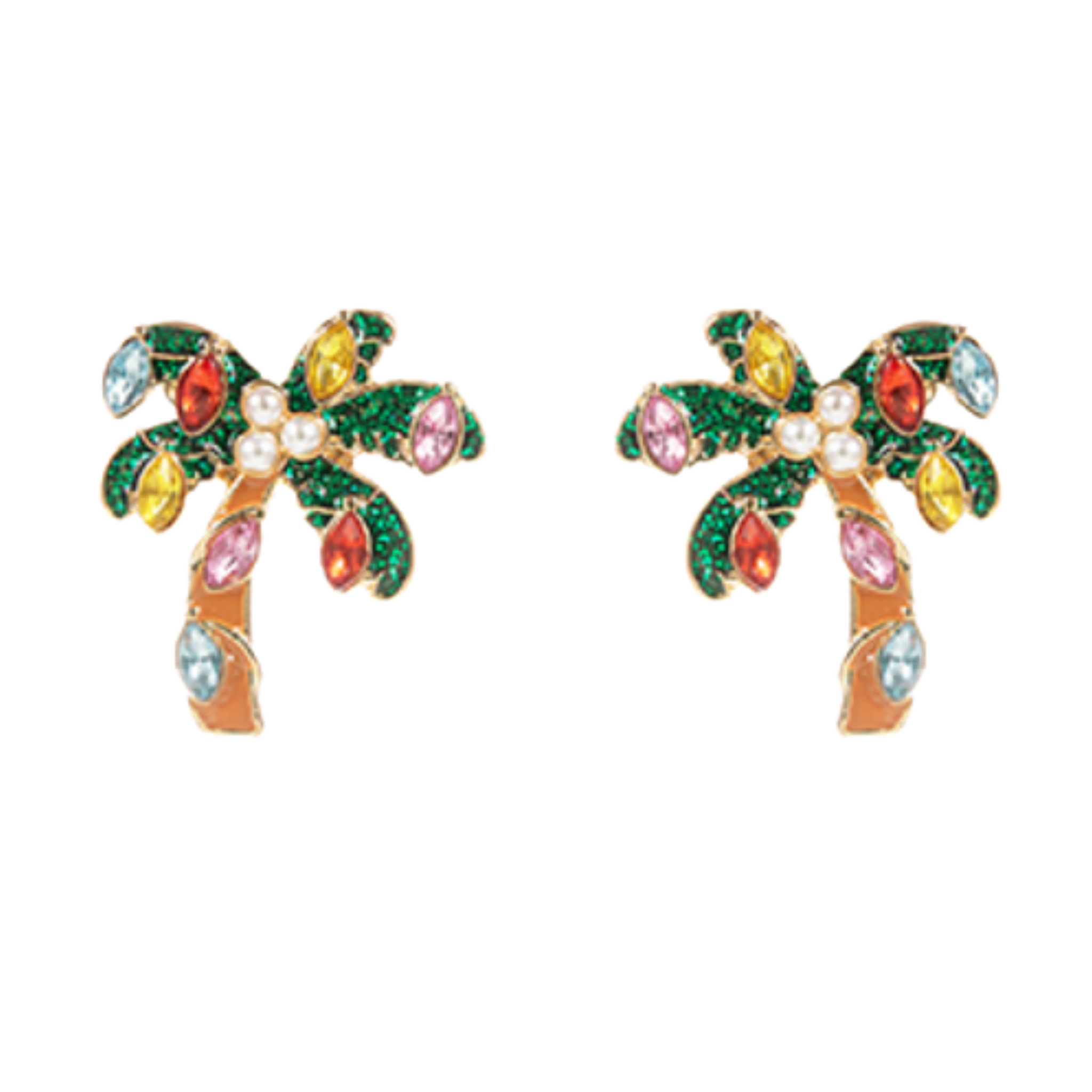 Palm Tree & Christmas Lights Earrings