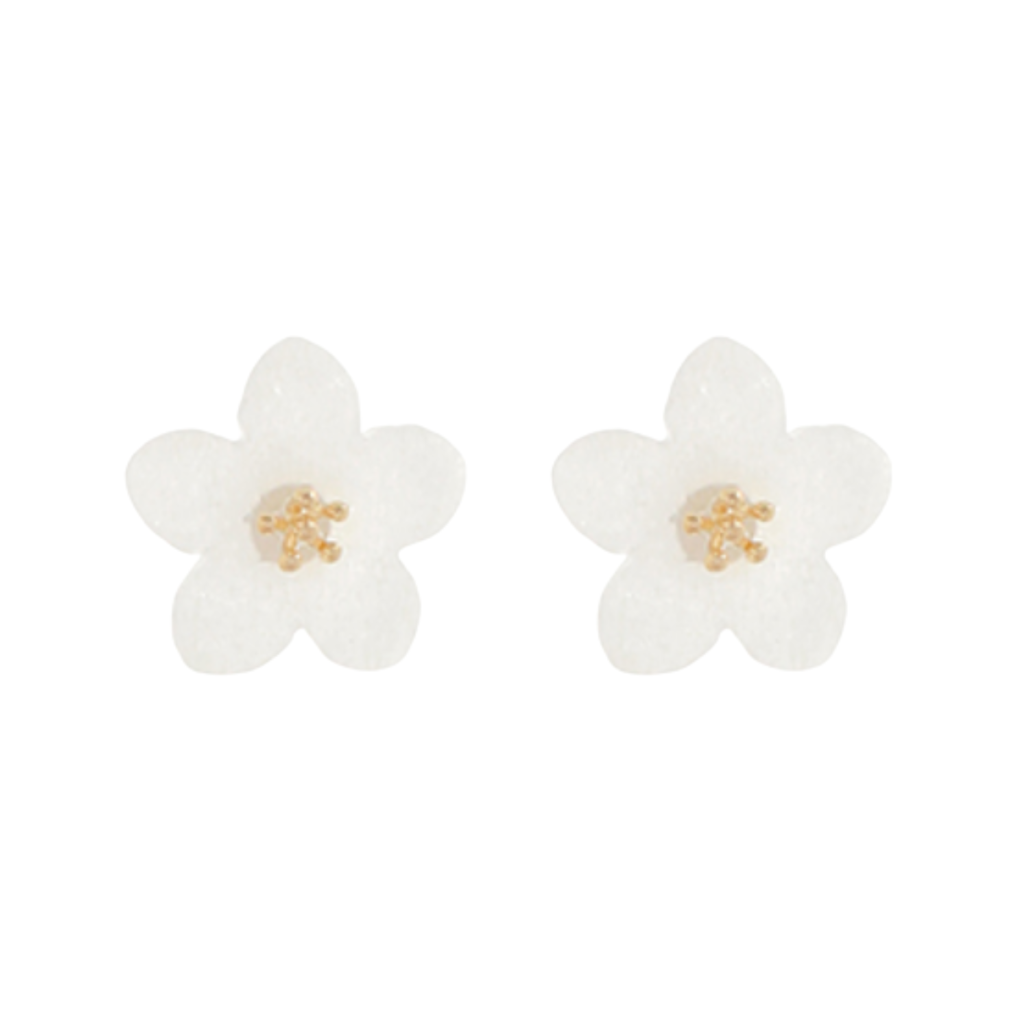 White Flower Stud Earrings