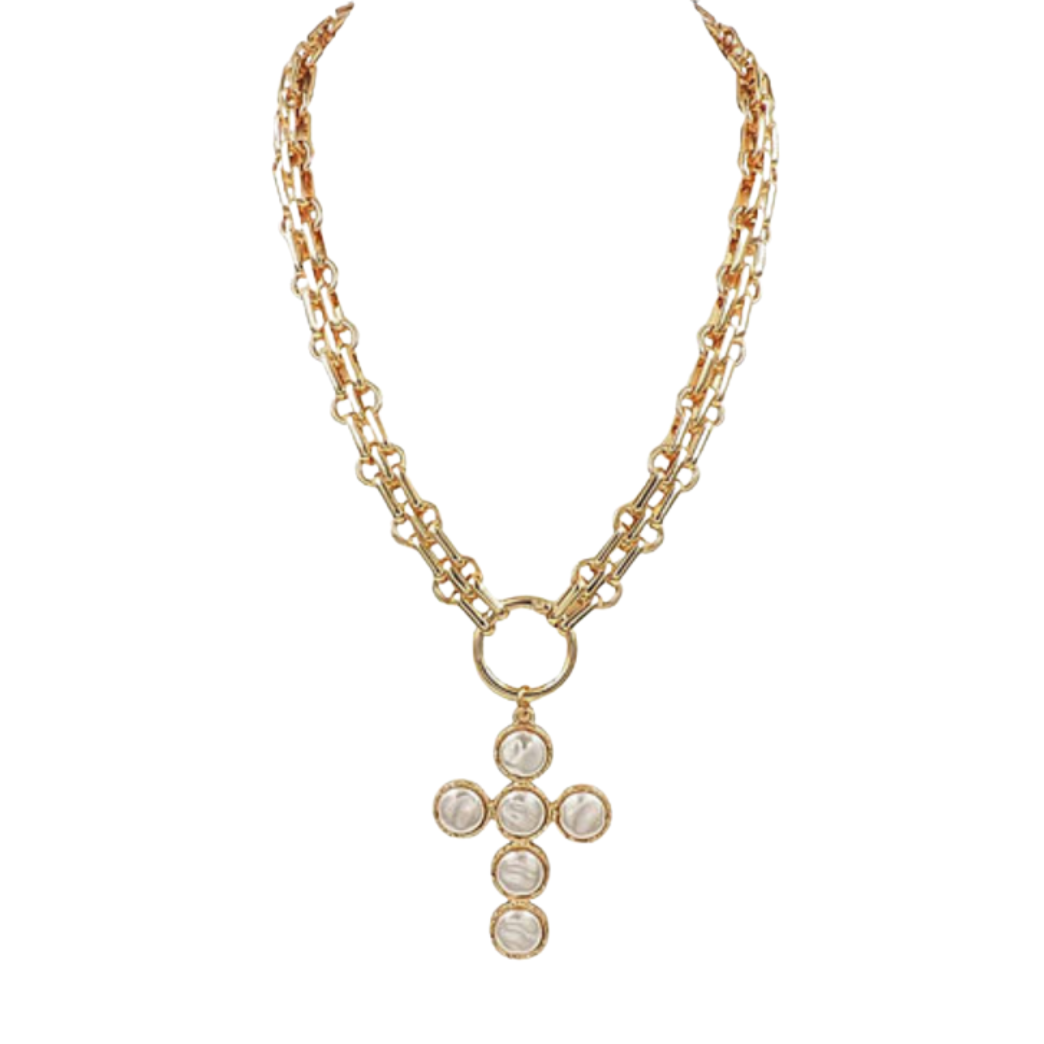 Cross & Watch Chain Necklace