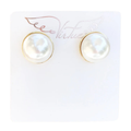 Circle Puff Pearl Studs