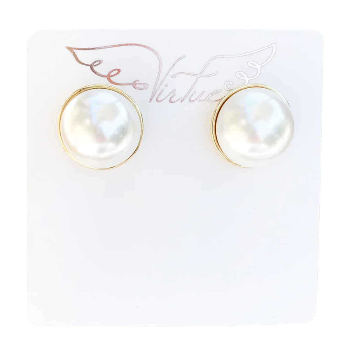 Circle Puff Pearl Studs