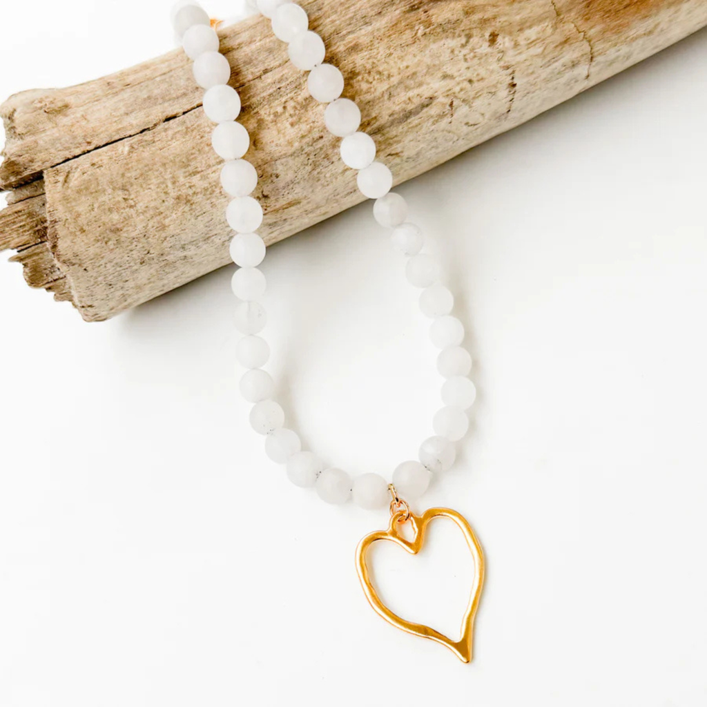 Gemstone Necklace w/ Medal Heart
