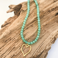 Gemstone Necklace w/ Medal Heart