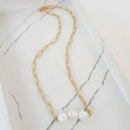 Large Paperclip Chain w/ Triple Pearl Connector