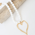 Gemstone Beaded Necklace w/ XL Heart