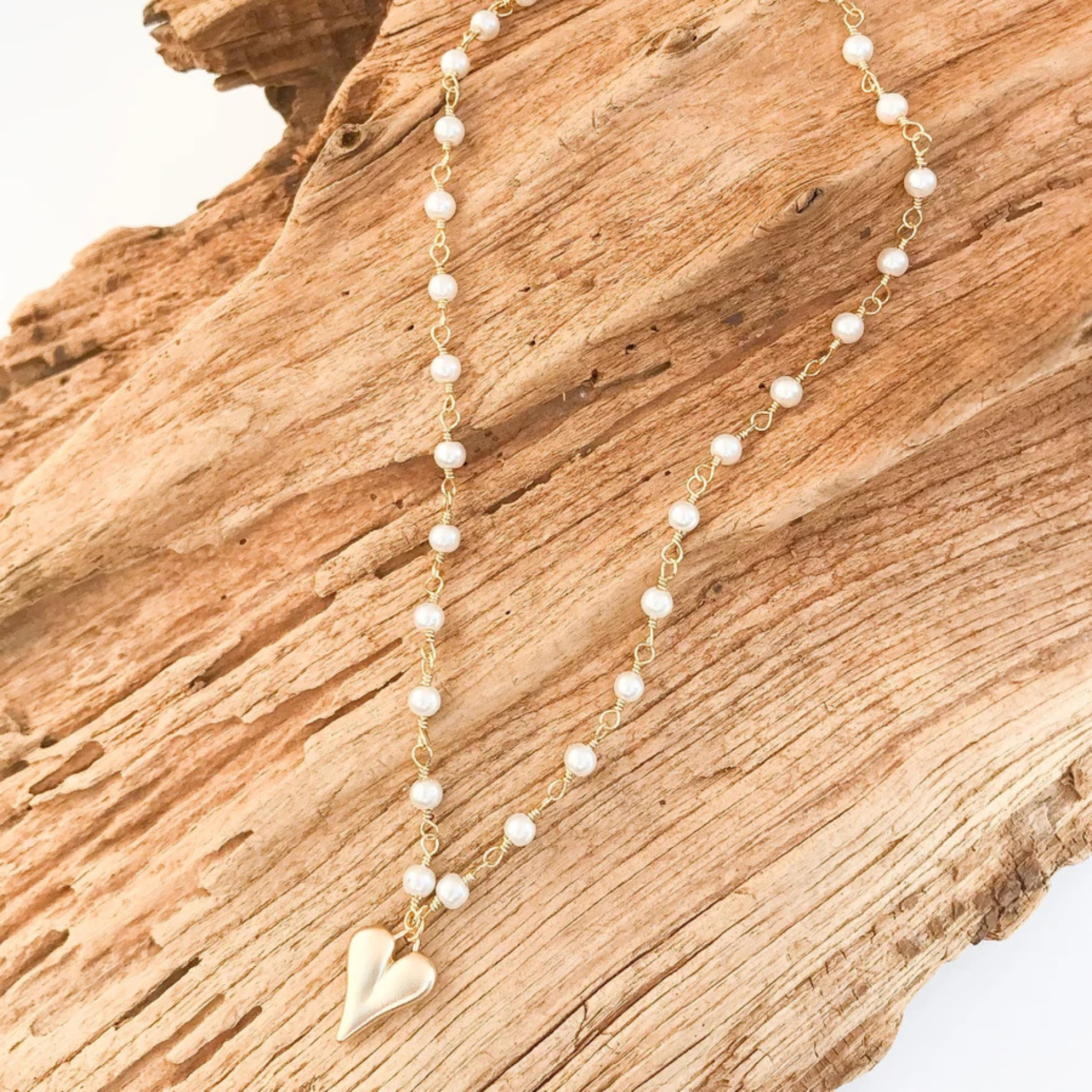 Puff Heart on Pearl Rosary