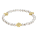 Signature Cross 4mm Pearl  Bracelet- Gold