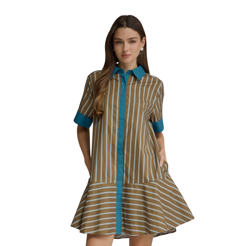 Jean Brown Stripe Dress