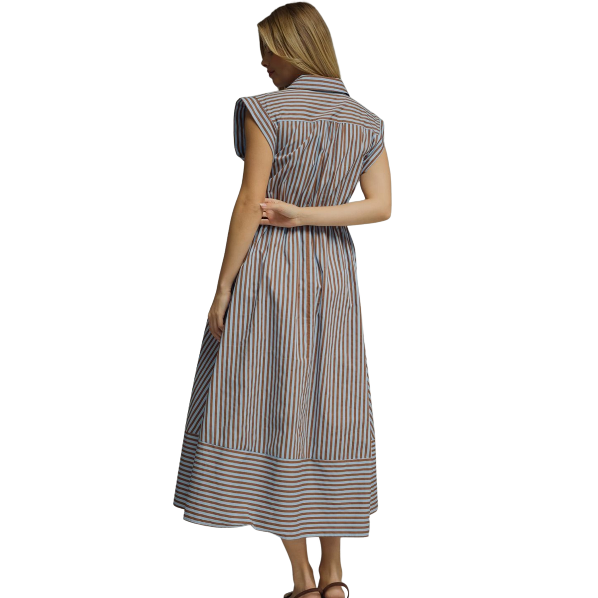 Cami Blue Brown Midi Dress