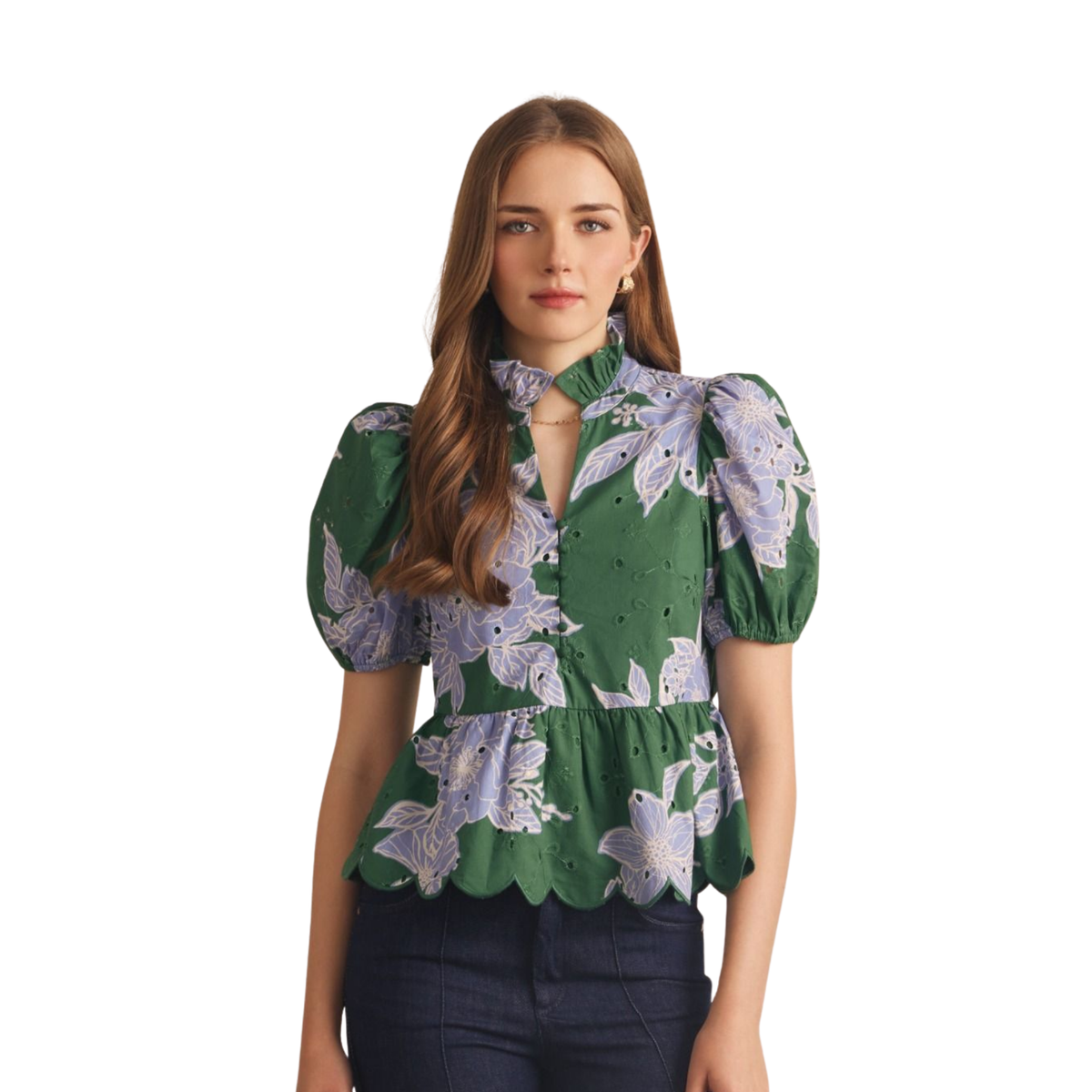 Leigh Green Floral Top