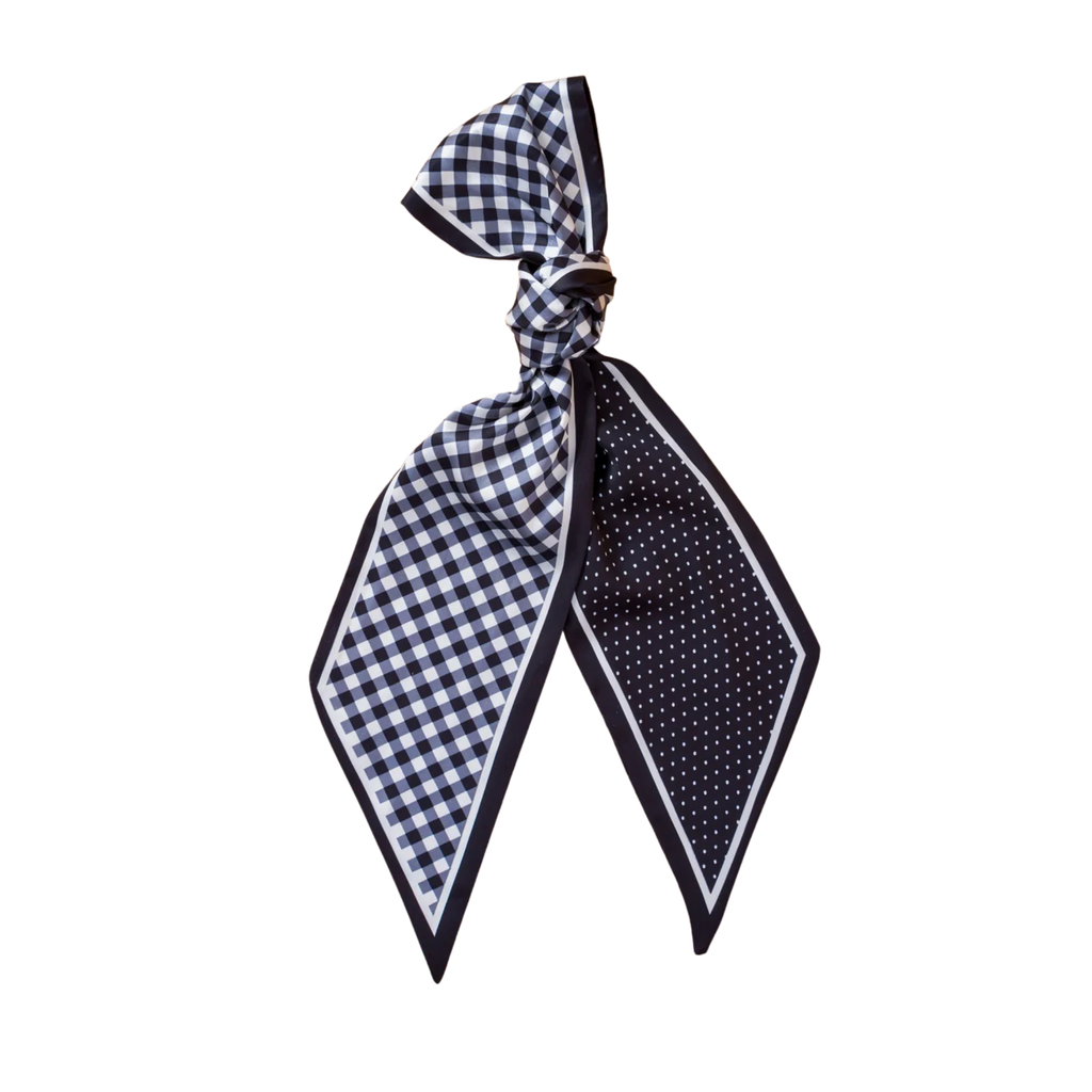 Black Gingham Skinny Scarf
