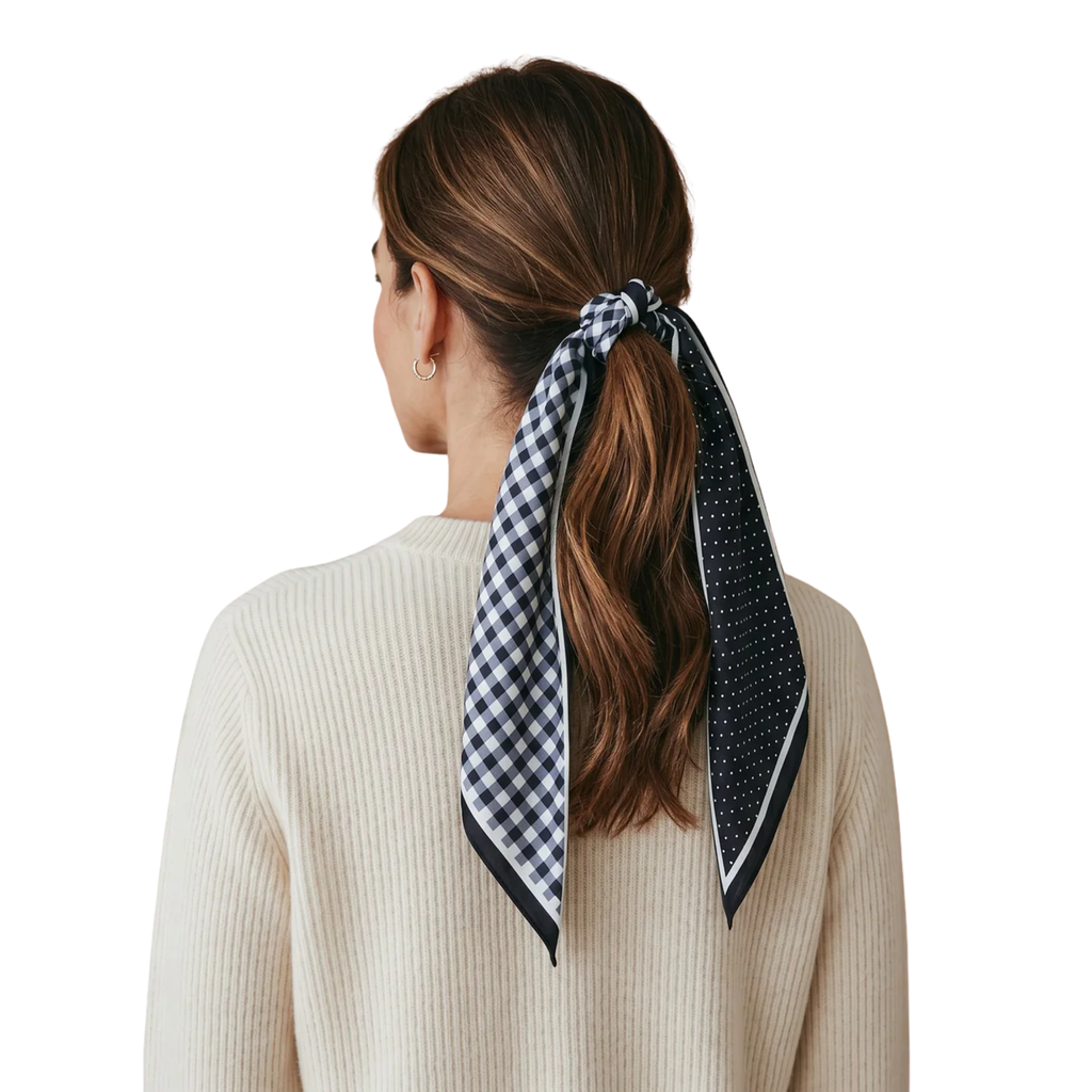 Black Gingham Skinny Scarf