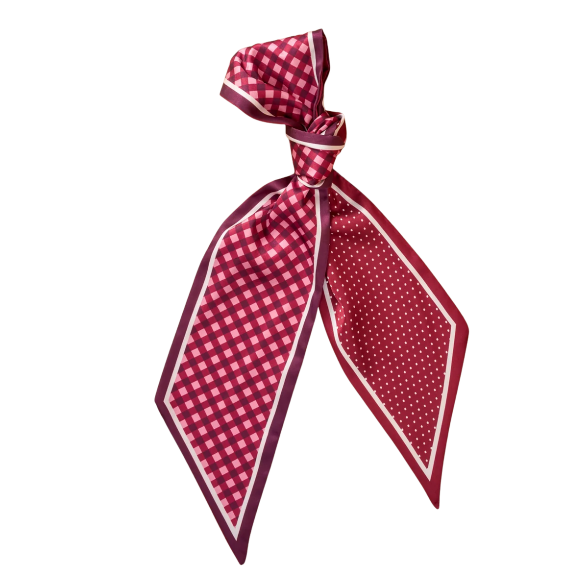 Burgundy Gingham Skinny Scarf