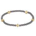 Signature Cross Small 3mm Pearl Dark Grey Bracelet - Gold