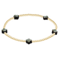 Signature Cross Small 2mm Gold Bracelet- Mother of Pearl Black Tahitian