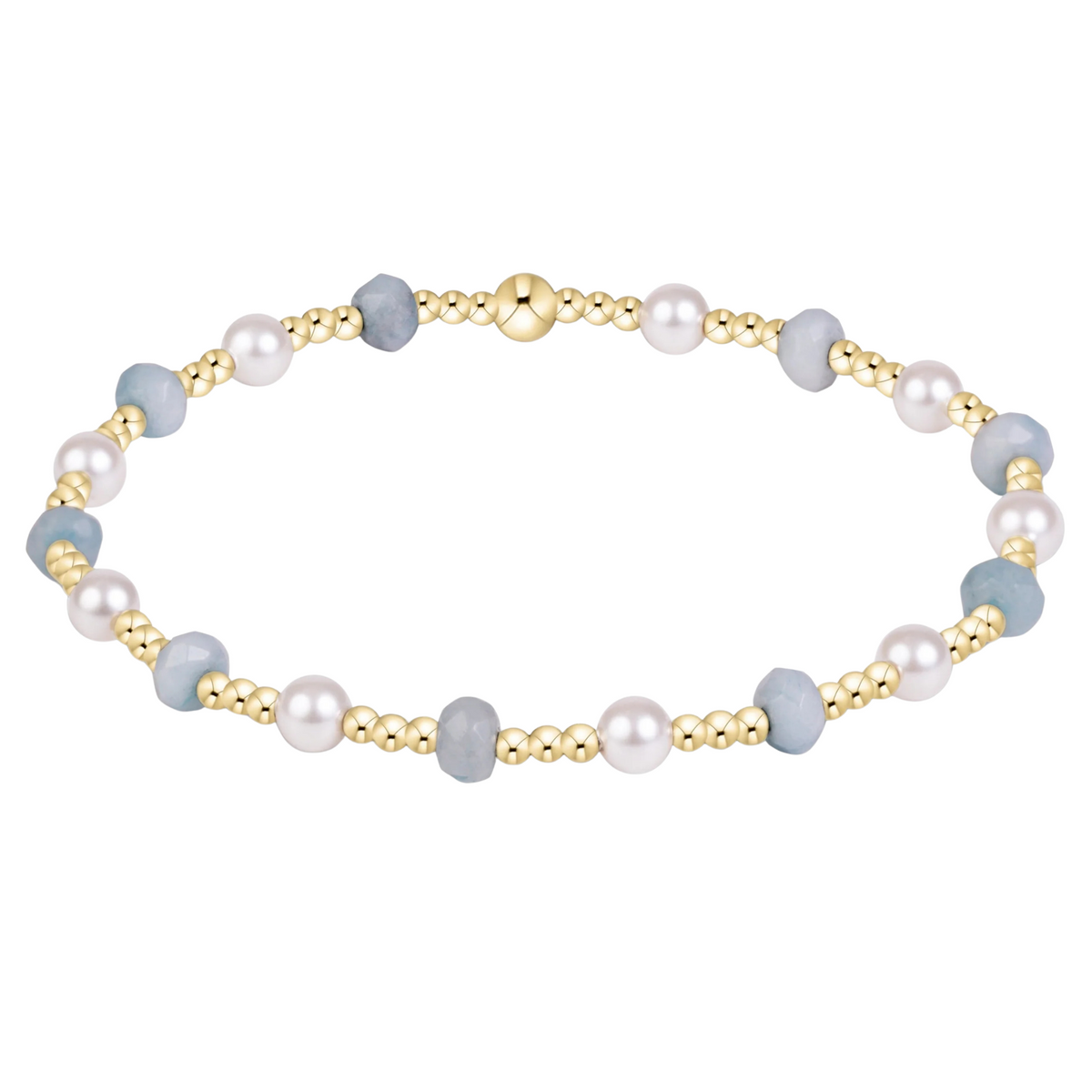 Sincerity Gemstone Pearl 4mm Bracelet- Aquamarine