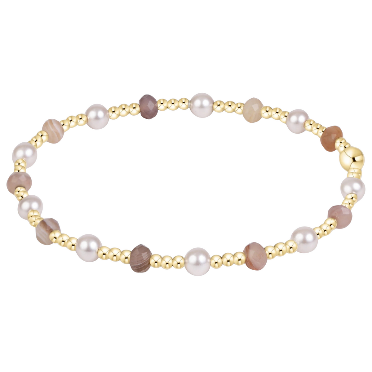 Sincerity Gemstone Pearl 4mm Bracelet - Botswana Agate