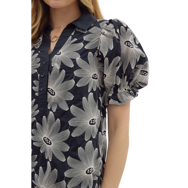 Raeghan Navy Floral Top