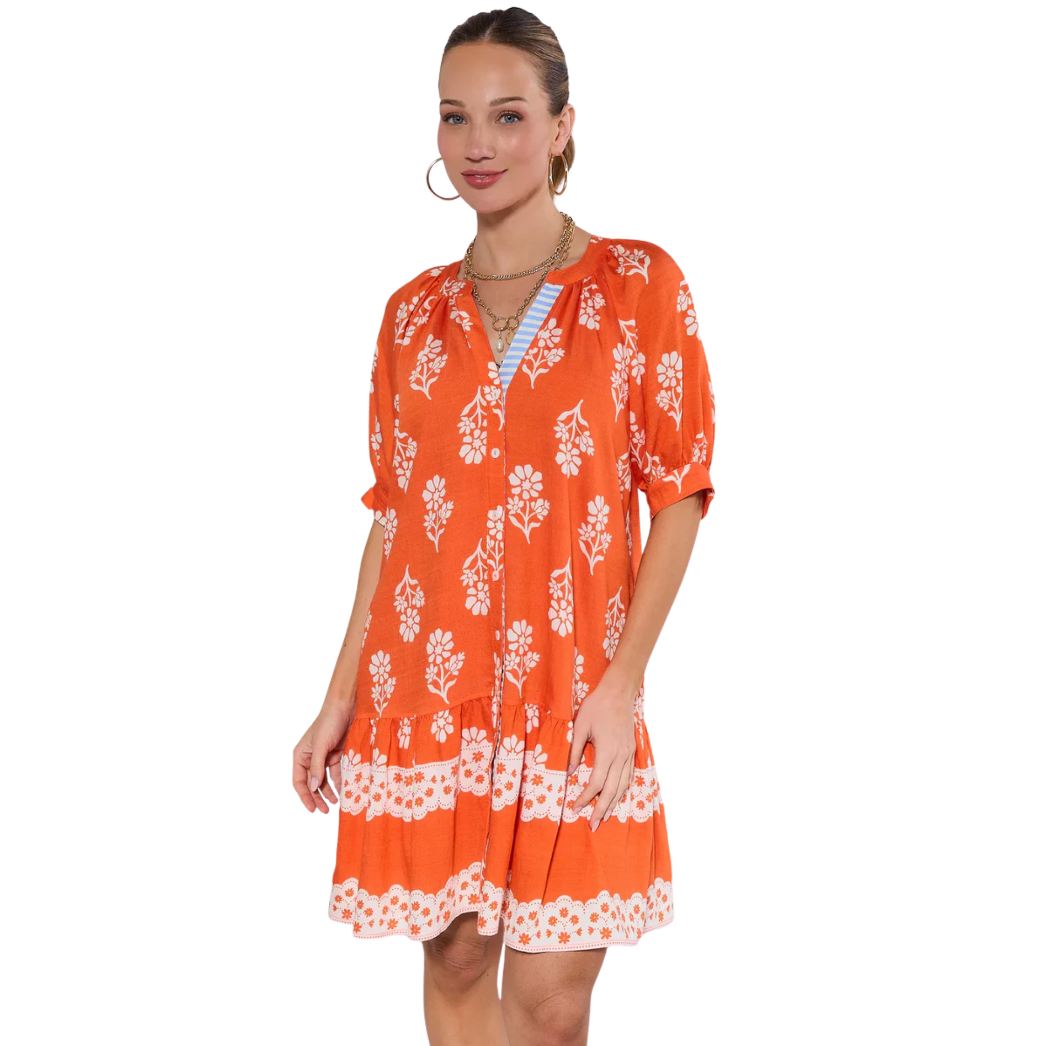 Ava Orange Floral Mini Dress