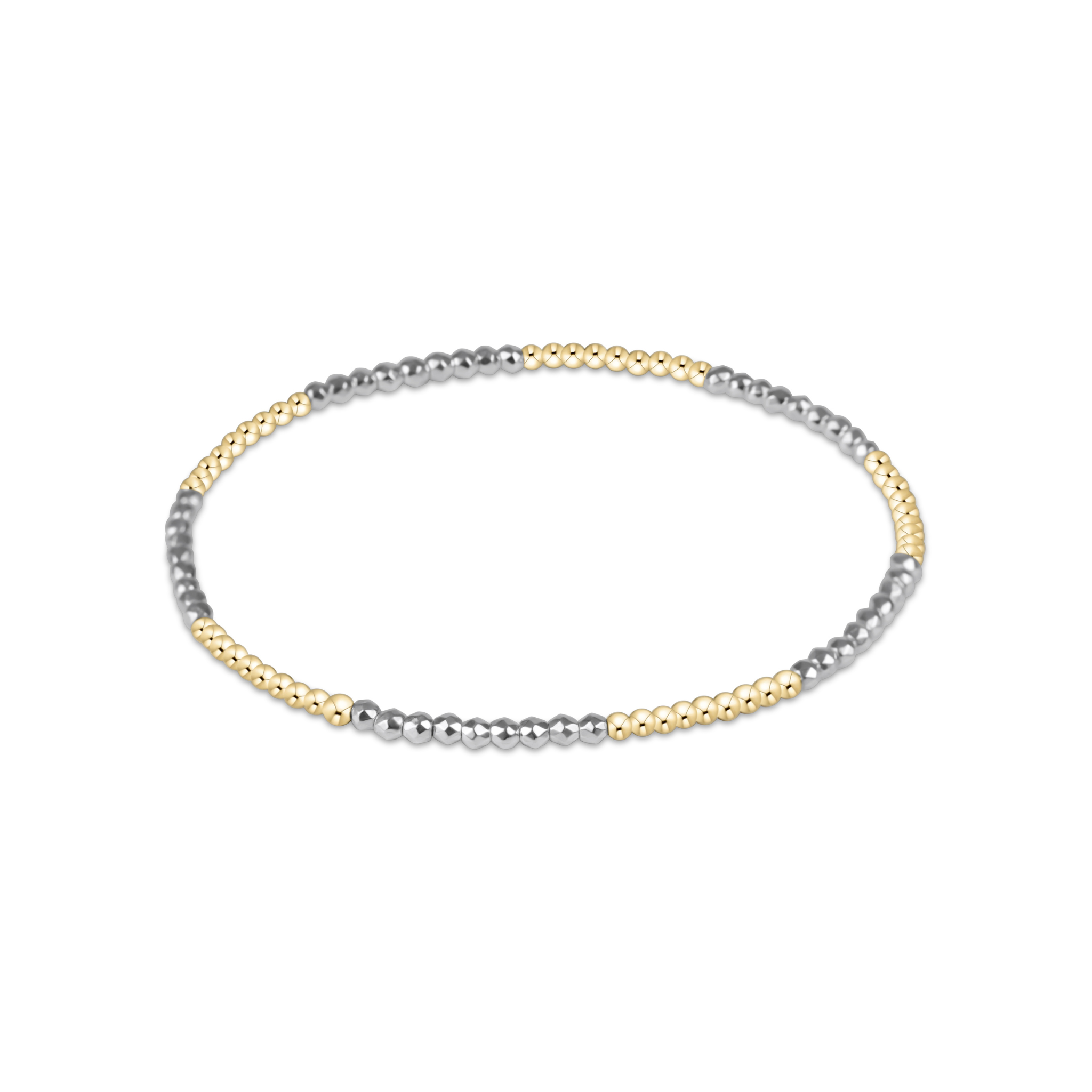 Silver Hematite Blissful Pattern 2mm Bead Bracelet
