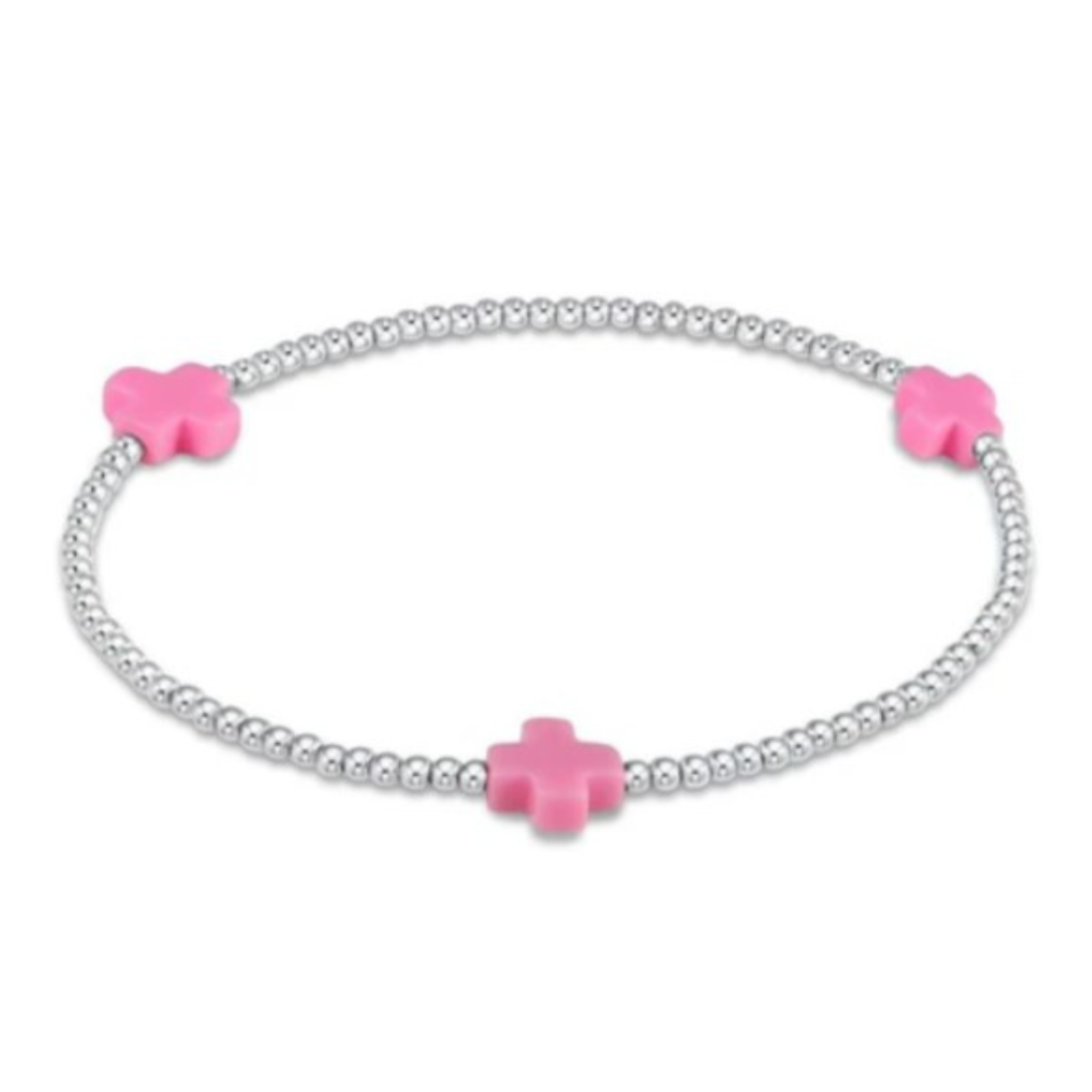 Signature Cross Sterling Pattern 2mm Bracelet - Bright Pink