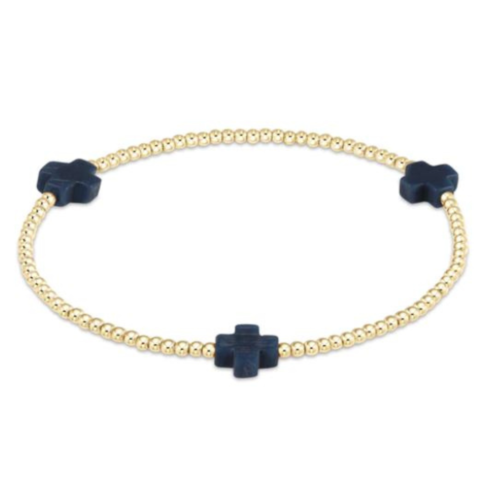Signature Cross 2mm Gold Pattern Bracelet - Navy