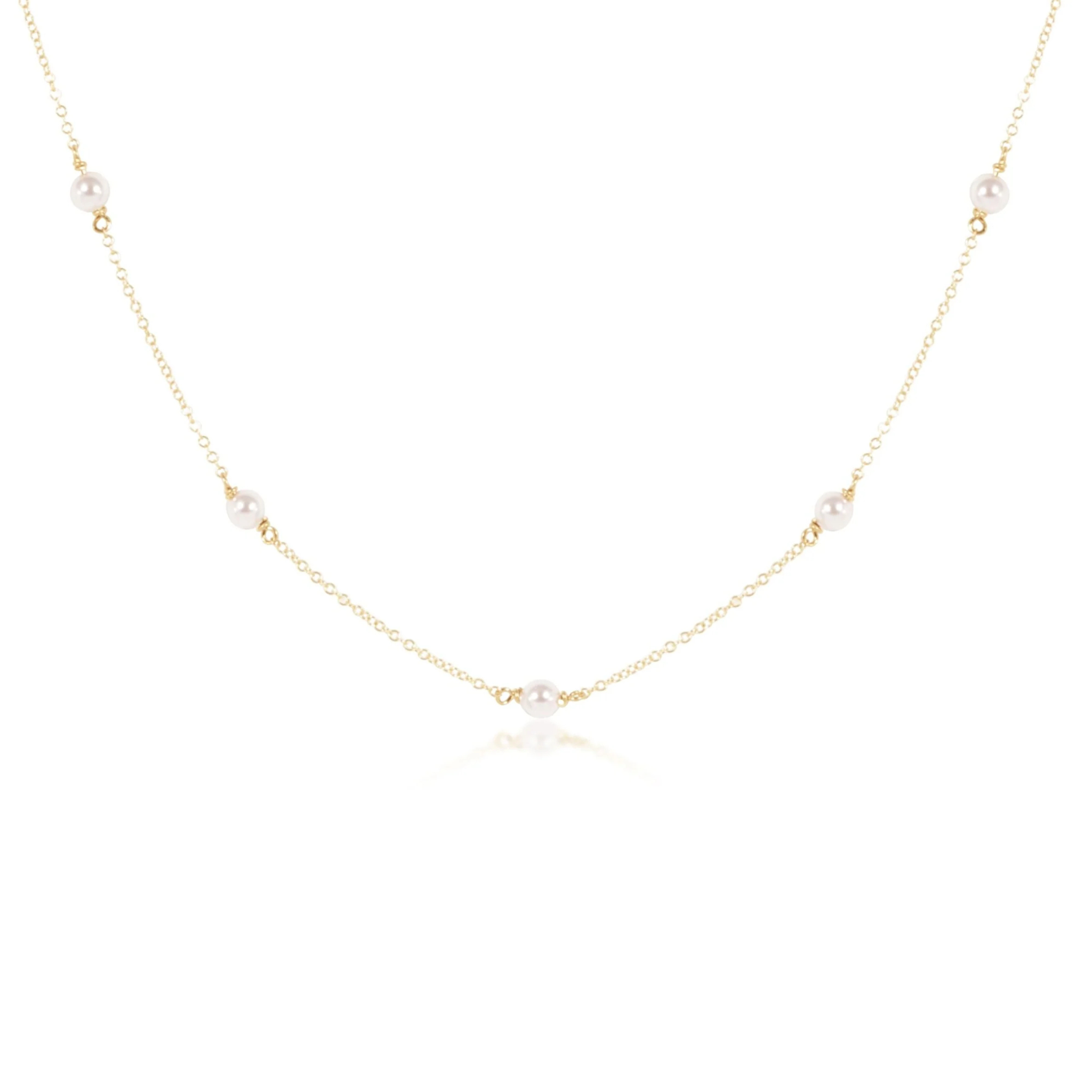 17" Simplicity Pearl Gold Necklace