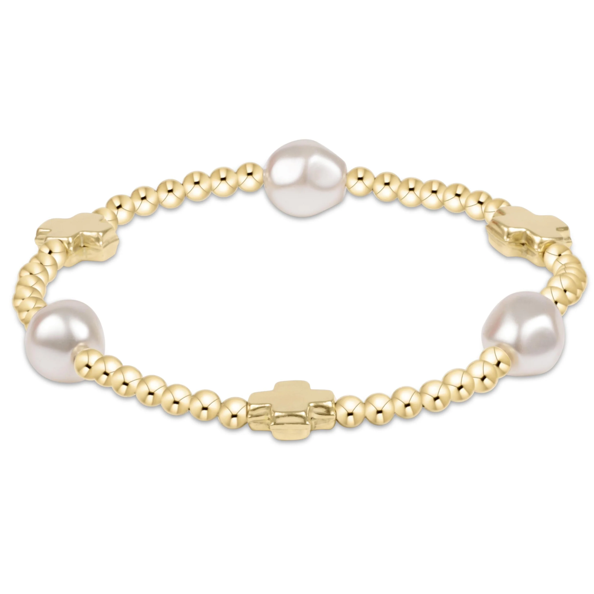 Signature Cross Admire Pearl 3mm Gold Bead Bracelet