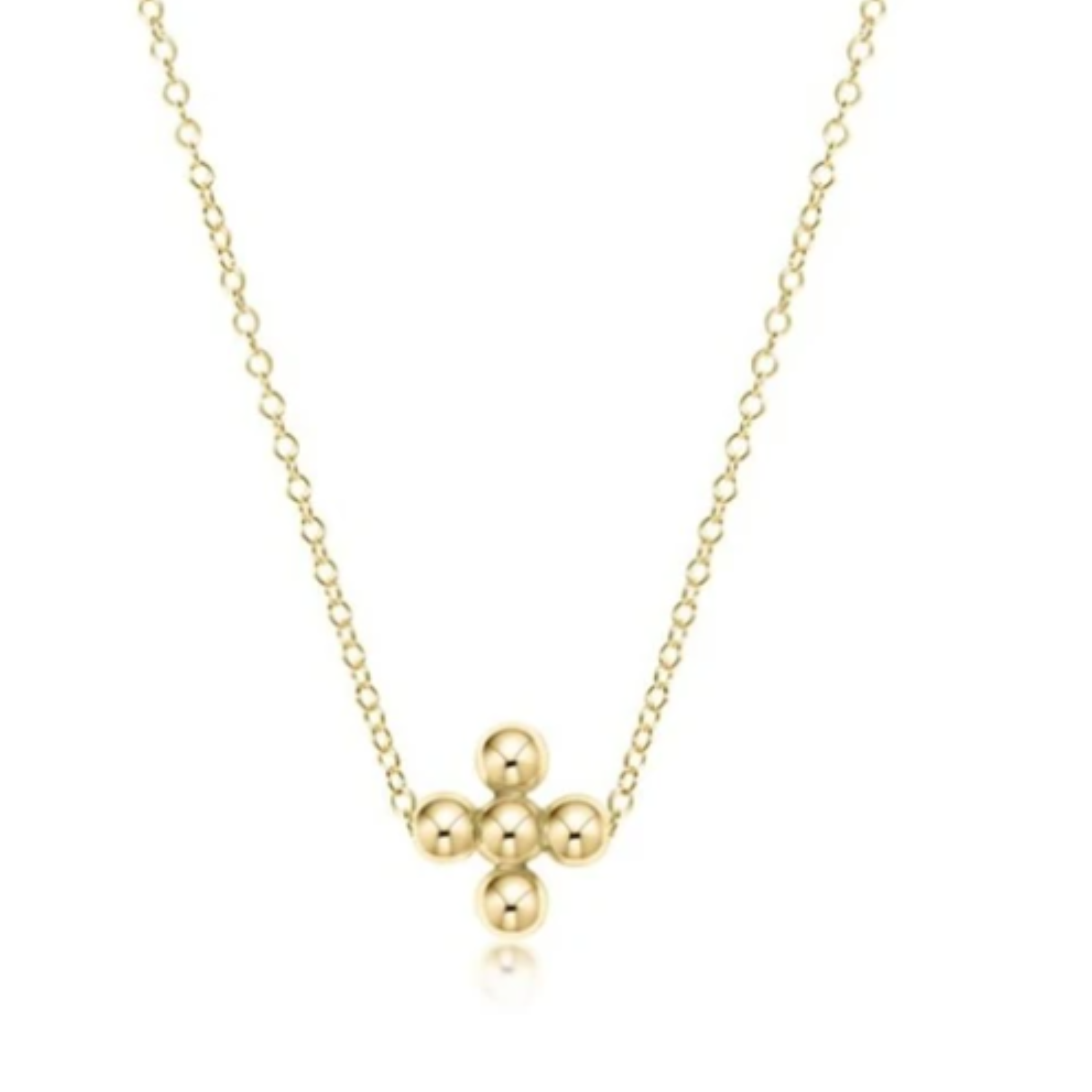 16" Necklace Gold - Signature Cross Beaded Gold 3mm