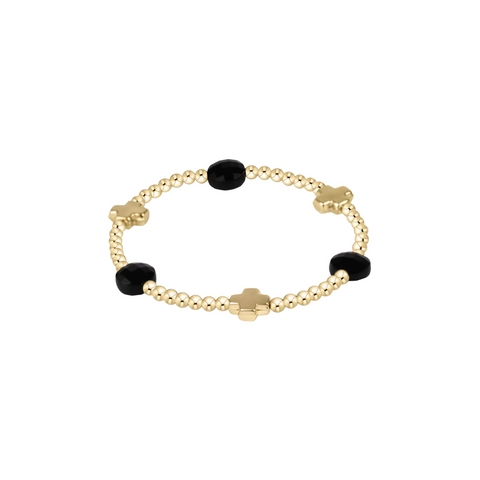 Signature Cross Admire Gold Faceted Onyx Bead Bracelet