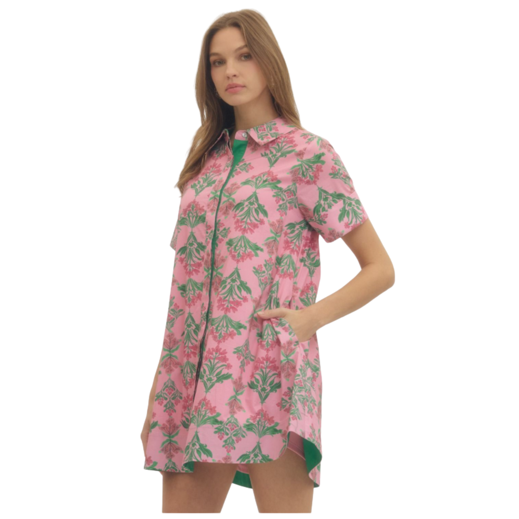 Evelynn Pink Floral Mini  Dress
