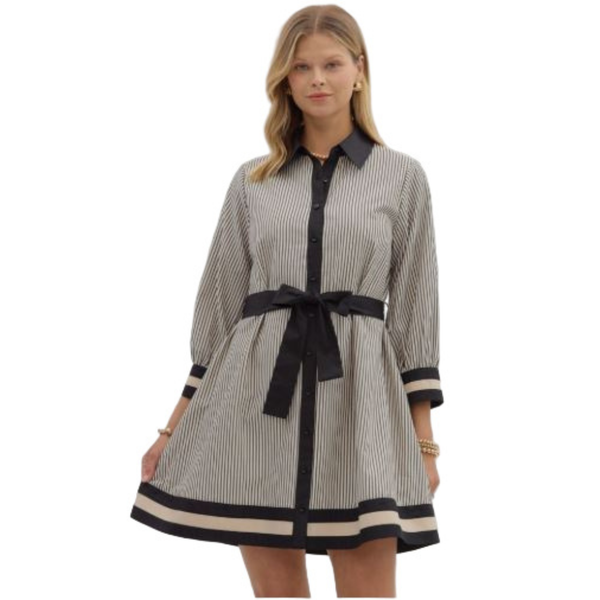 Selena Striped Black Mini Dress