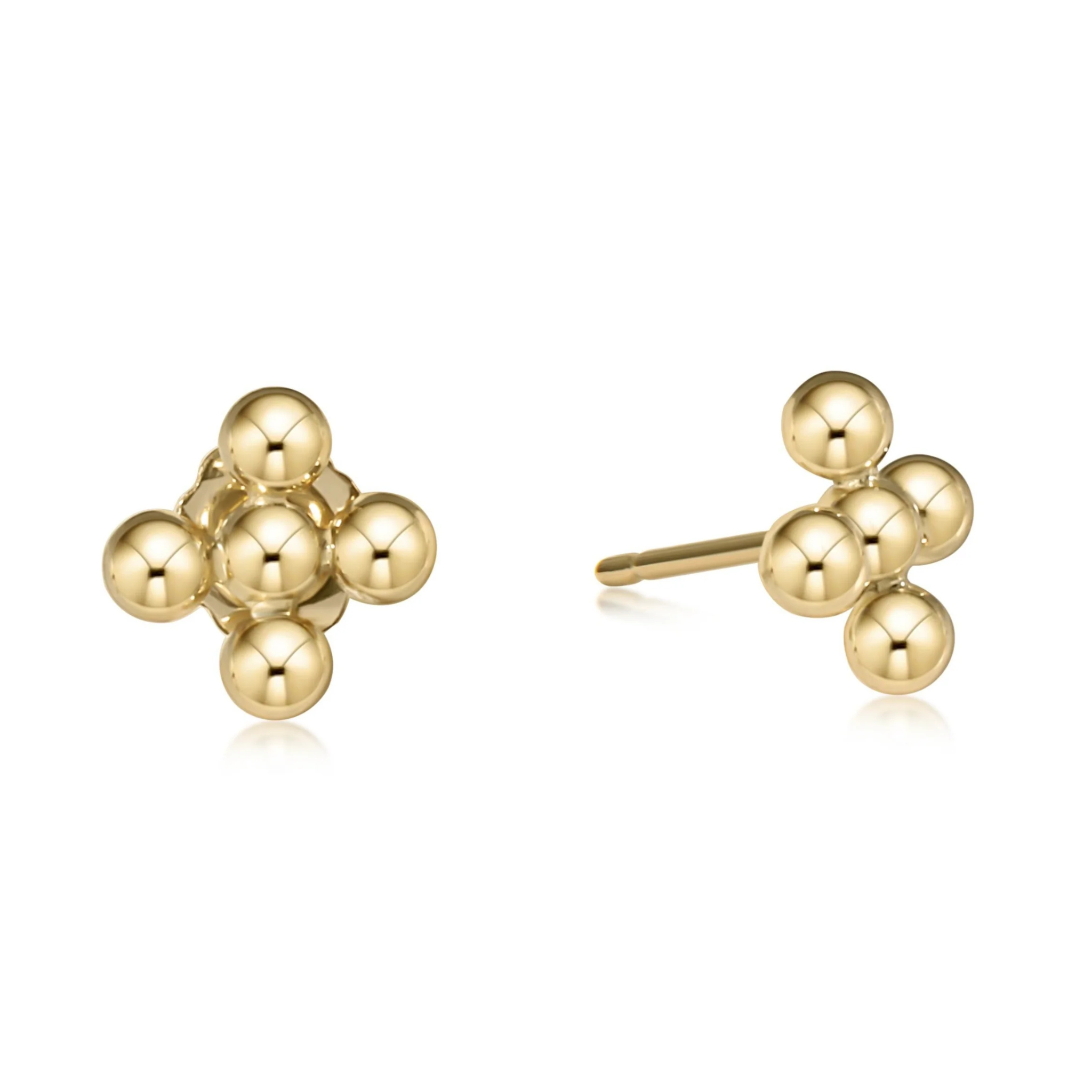 Signature Cross Beaded 3mm Gold Stud