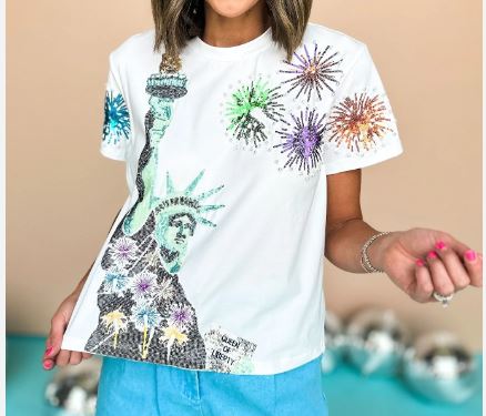 Lady Liberty Firework Sequin Tee