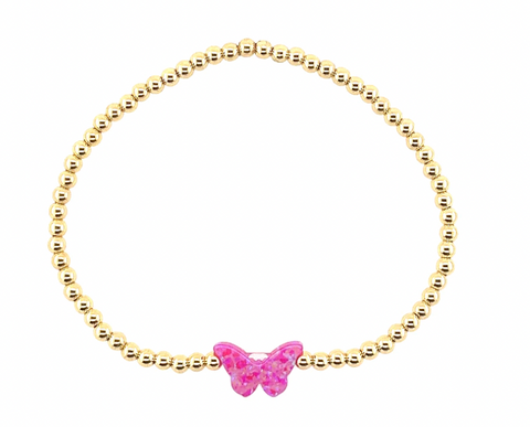 Opal Butterfly Gold Bead Bracelet