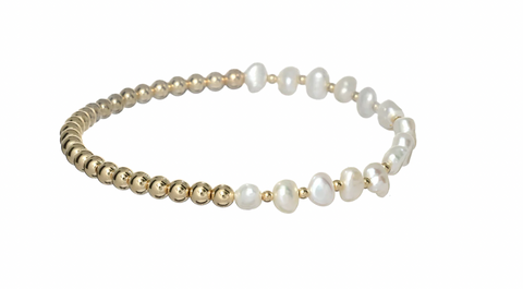 Ivy Pearl Gold Bead Bracelet