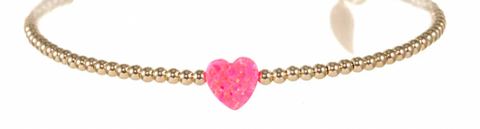 Opal Heart Gold Bead Bracelet