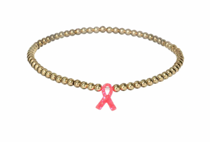 Breast Cancer Gold Bead Bracelet