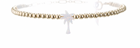 Palm Tree Opal Gold Bead Bracelet